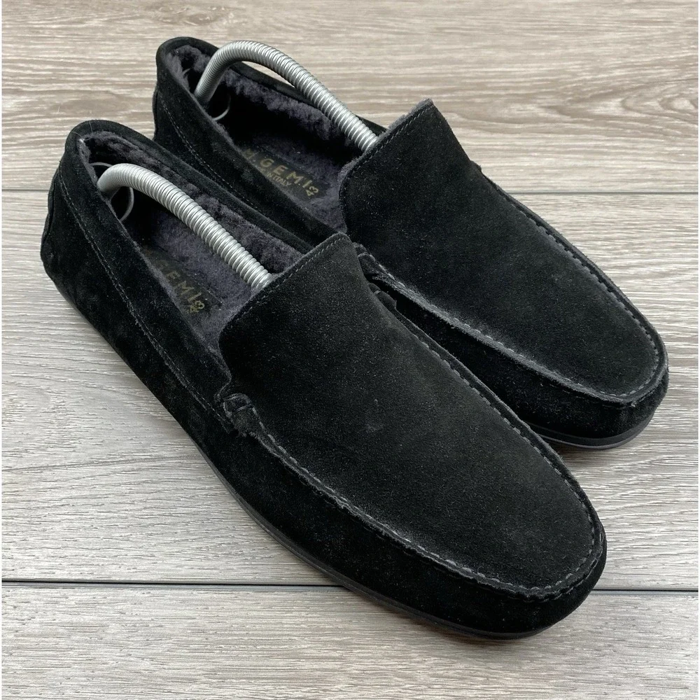 M. Gemi Men's Lined Moccasin Driving‎ Loafer Black Size 43 US 10